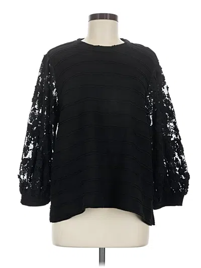 Pre-owned Eri + Ali 3/4 Sleeve Top Black Mock Neckline Tops