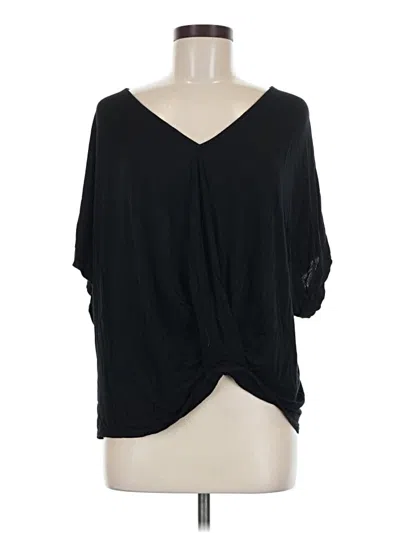 Pre-owned Eri + Ali 3/4 Sleeve Top Black Plunge Neckline Tops