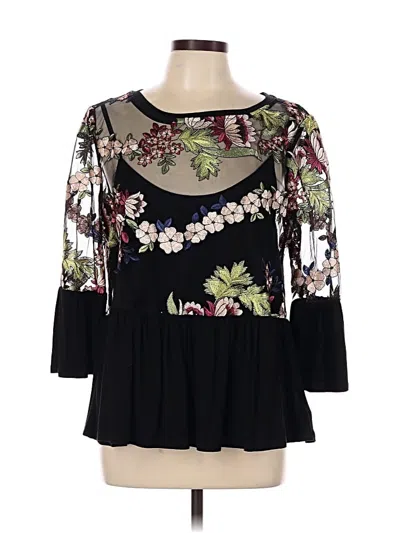 Pre-owned Eri + Ali 3/4 Sleeve Top Black Sweetheart Neckline Tops
