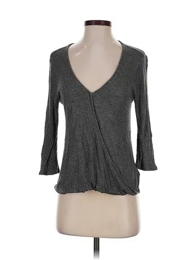 Pre-owned Eri + Ali 3/4 Sleeve Top Gray Plunge Neckline Tops