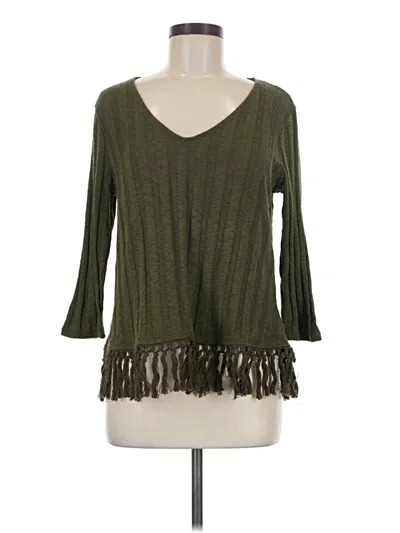 Pre-owned Eri + Ali 3/4 Sleeve Top Green Scoop Neck Tops