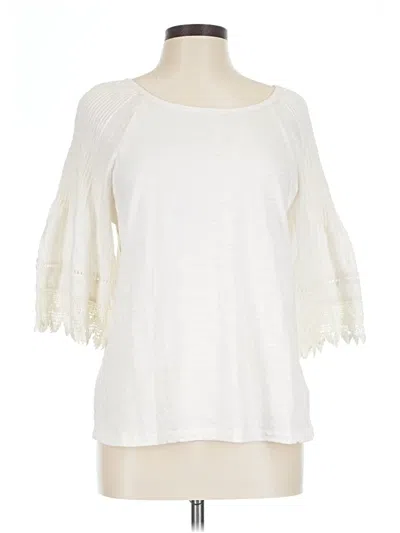 Pre-owned Eri + Ali 3/4 Sleeve Top Ivory Cold Shoulder Neckline Tops