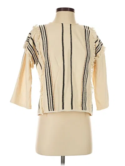 Pre-owned Eri + Ali 3/4 Sleeve Top Ivory Mock Neckline Tops