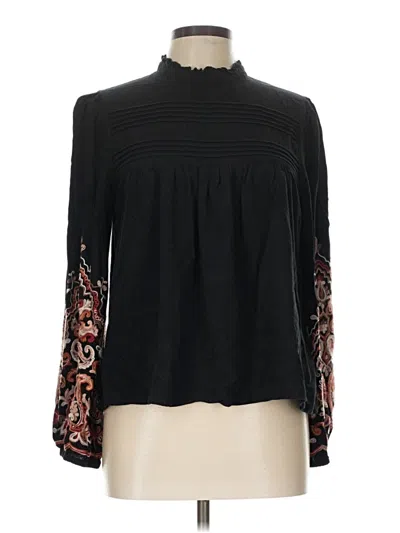 Pre-owned Eri + Ali Long Sleeve Blouse In Black