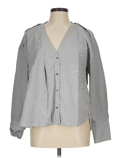 Pre-owned Eri + Ali Long Sleeve Blouse In Gray