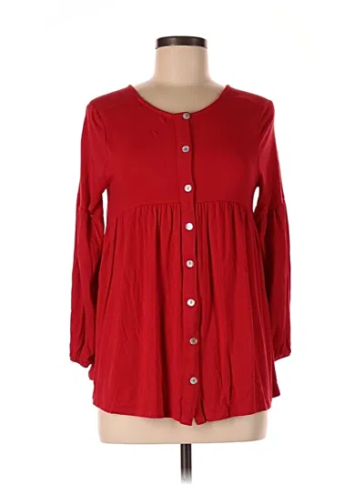 Pre-owned Eri + Ali Long Sleeve Blouse In Red