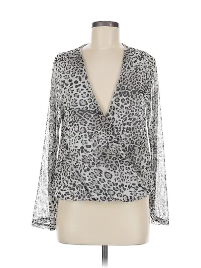 Pre-owned Eri + Ali Long Sleeve Blouse In Silver