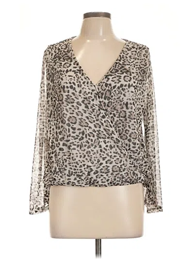 Pre-owned Eri + Ali Long Sleeve Blouse In Silver
