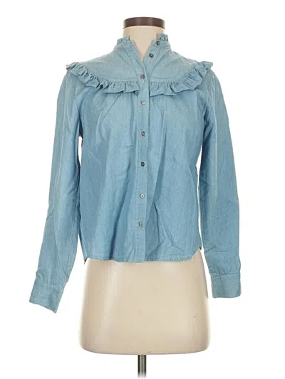 Pre-owned Eri + Ali Long Sleeve Button Down Shirt In Blue