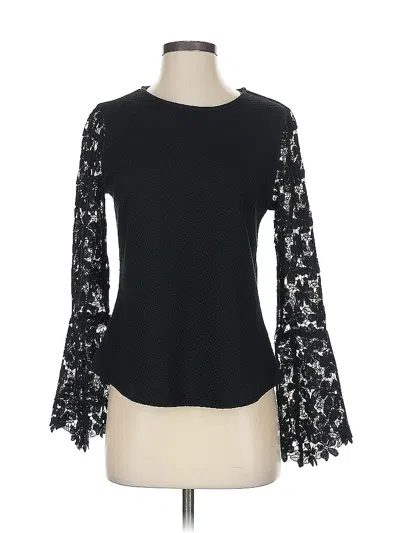 Pre-owned Eri + Ali Long Sleeve Top Black Boatneck Tops