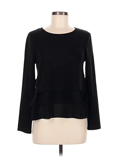 Pre-owned Eri + Ali Long Sleeve Top Black Boatneck Tops