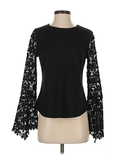 Pre-owned Eri + Ali Long Sleeve Top Black Mock Neckline Tops