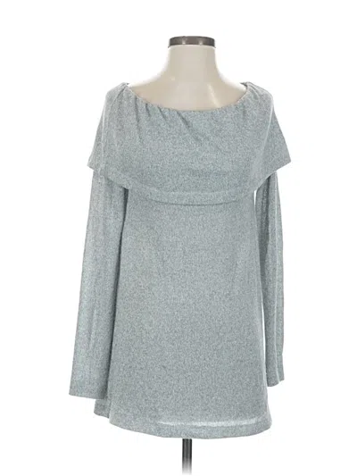 Pre-owned Eri + Ali Long Sleeve Top Gray Cowl Neck Tops