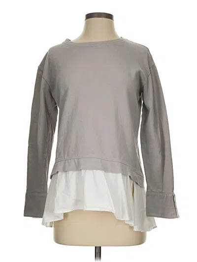 Pre-owned Eri + Ali Long Sleeve Top Gray Crew Neck Tops