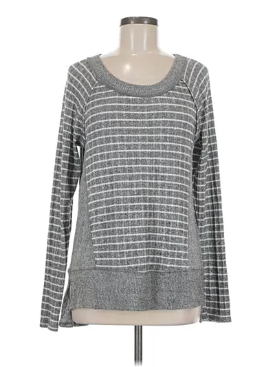 Pre-owned Eri + Ali Long Sleeve Top Gray Crew Neck Tops