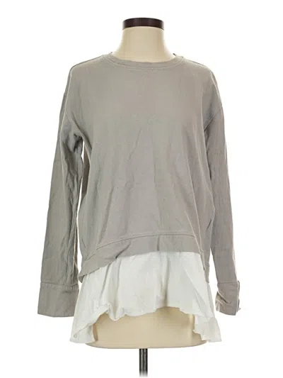 Pre-owned Eri + Ali Long Sleeve Top Gray Crew Neck Tops