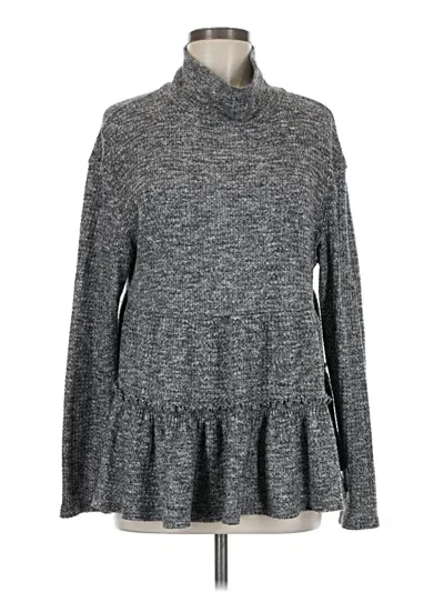 Pre-owned Eri + Ali Long Sleeve Top Gray Turtleneck Tops