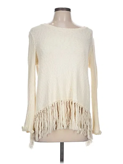 Pre-owned Eri + Ali Long Sleeve Top Ivory Boatneck Tops