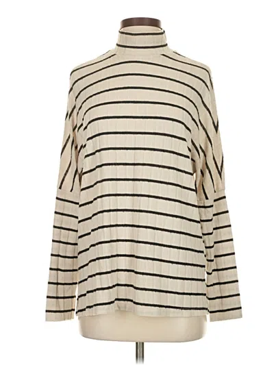 Pre-owned Eri + Ali Long Sleeve Top Ivory Turtleneck Tops In White