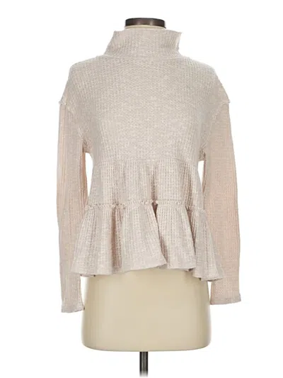 Pre-owned Eri + Ali Long Sleeve Top Tan Turtleneck Tops In Brown