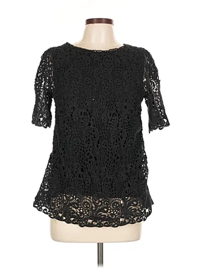 Pre-owned Eri + Ali Short Sleeve Blouse In Black