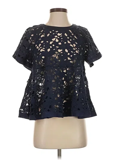 Pre-owned Eri + Ali Short Sleeve Blouse In Black