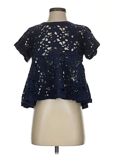 Pre-owned Eri + Ali Short Sleeve Blouse In Blue