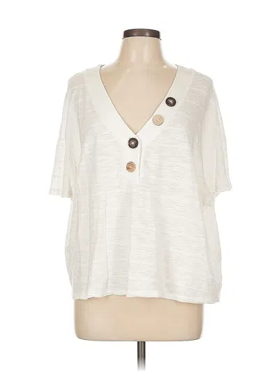 Pre-owned Eri + Ali Short Sleeve Blouse In White