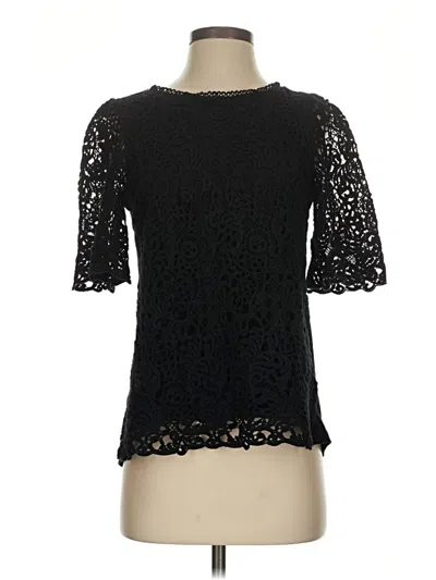 Pre-owned Eri + Ali Short Sleeve Top Black Keyhole Neckline Tops