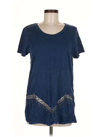 Pre-owned Eri + Ali Short Sleeve Top Blue Scoop Neck Tops