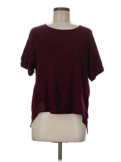 Pre-owned Eri + Ali Short Sleeve Top Burgundy Keyhole Neckline Tops