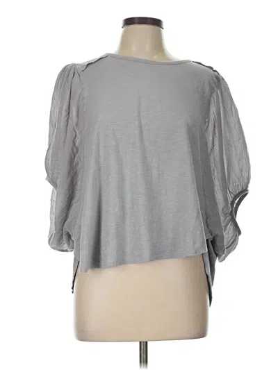 Pre-owned Eri + Ali Short Sleeve Top Gray Cold Shoulder Neckline Tops