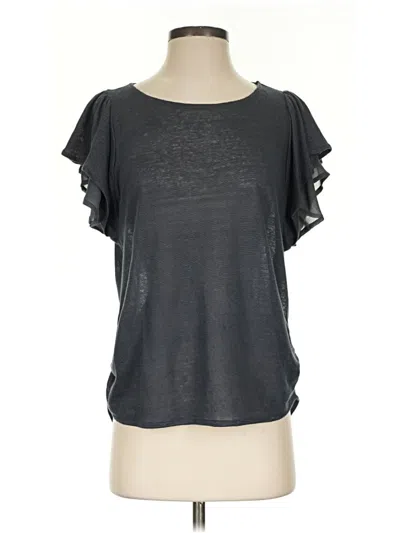 Pre-owned Eri + Ali Short Sleeve Top Gray Cold Shoulder Neckline Tops