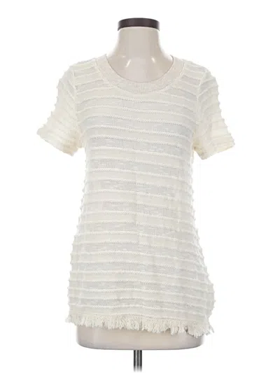 Pre-owned Eri + Ali Short Sleeve Top Ivory Crew Neck Tops In White