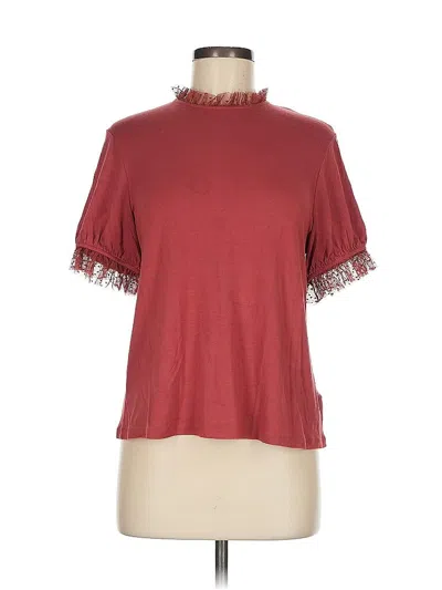 Pre-owned Eri + Ali Short Sleeve Top Red Mock Neckline Tops