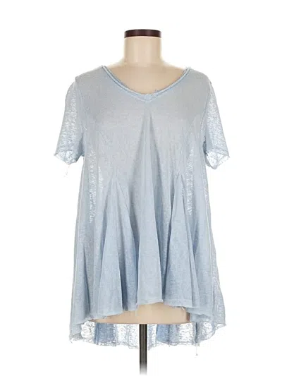 Pre-owned Eri + Ali Short Sleeve Top Silver V Neck Tops