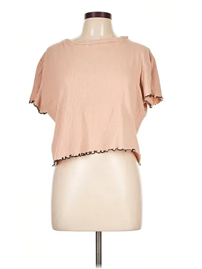 Pre-owned Eri + Ali Short Sleeve Top Tan Cowl Neck Tops