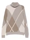 Eric Bompard Argyle Diamond-pattern Sweater In Brown