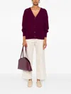 Eric Bompard Button-fastening Patch-pocket Cardigan In Purple