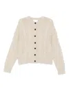 Eric Bompard Cable-knit Crew-neck Cardigan In Neutral