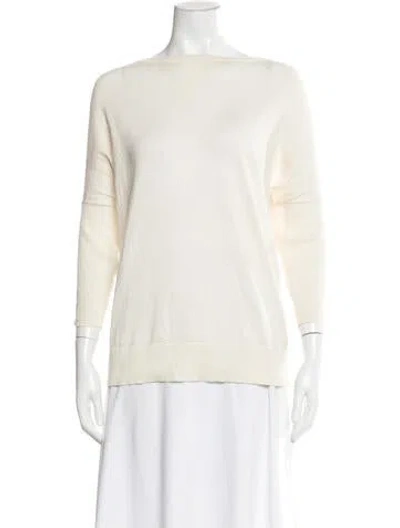 Pre-owned Eric Bompard Cashmere Bateau Neckline Sweater In Neutral