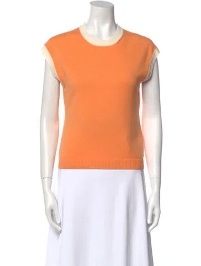 Pre-owned Eric Bompard Cashmere Crew Neck Top In Orange