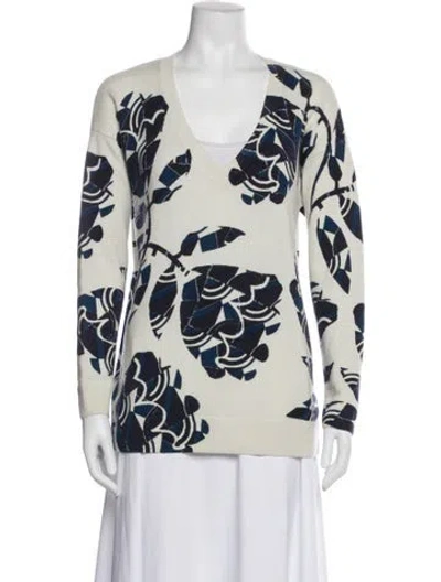 Pre-owned Eric Bompard Cashmere Floral Print Sweater In Multi