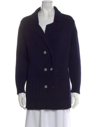 Pre-owned Bompard Cashmere Open Front Sweater In Blue