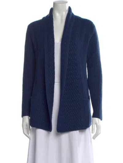 Pre-owned Bompard Cashmere Open Front Sweater In Blue