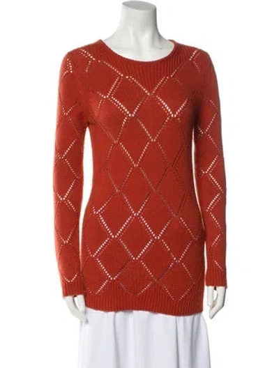 Pre-owned Eric Bompard Cashmere Plaid Print Sweater In Orange