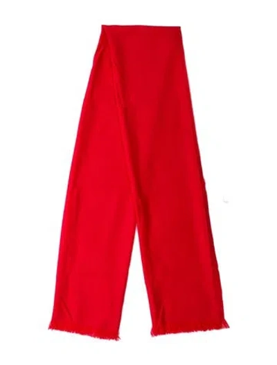 Pre-owned Eric Bompard Cashmere Printed Scarf W/ Tags In Red