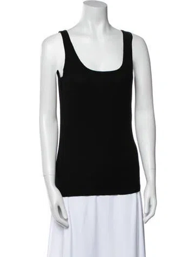 Pre-owned Eric Bompard Cashmere Scoop Neck Top In Black