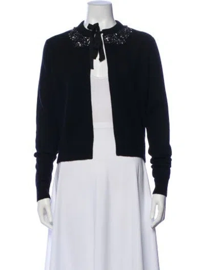 Pre-owned Eric Bompard Cashmere Tie Neck Sweater In Black