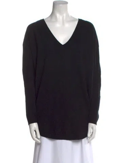 Pre-owned Eric Bompard Cashmere V-neck Sweater In Black